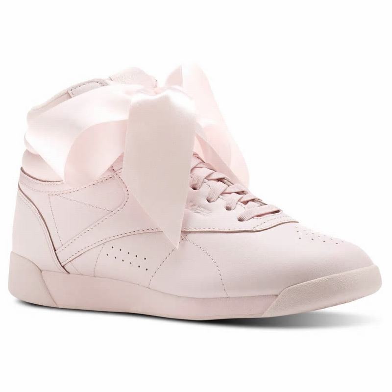 Reebok Freestyle Hi Satin Bow Shoes Womens Pink India SL4188UY